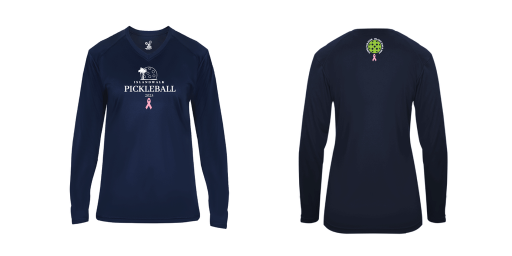 2025 - OPTION 1 - Special Edition Dink for Pink Islandwalk Pickleball Ladies Performance Long Sleeve T-Shirt - Small Front Chest Logo
