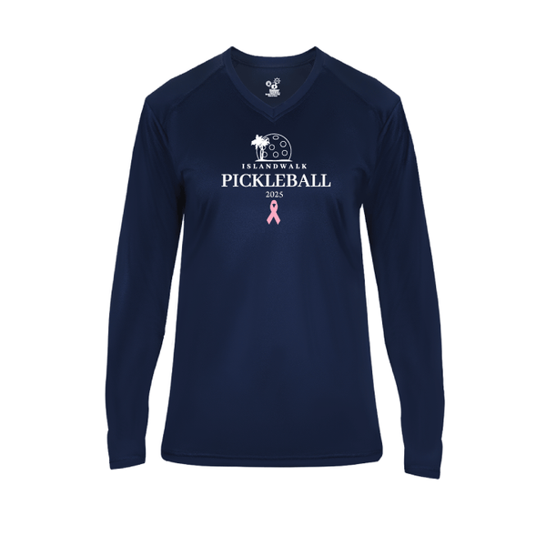 2025 - OPTION 1 - Special Edition Dink for Pink Islandwalk Pickleball Ladies Performance Long Sleeve T-Shirt - Small Front Chest Logo