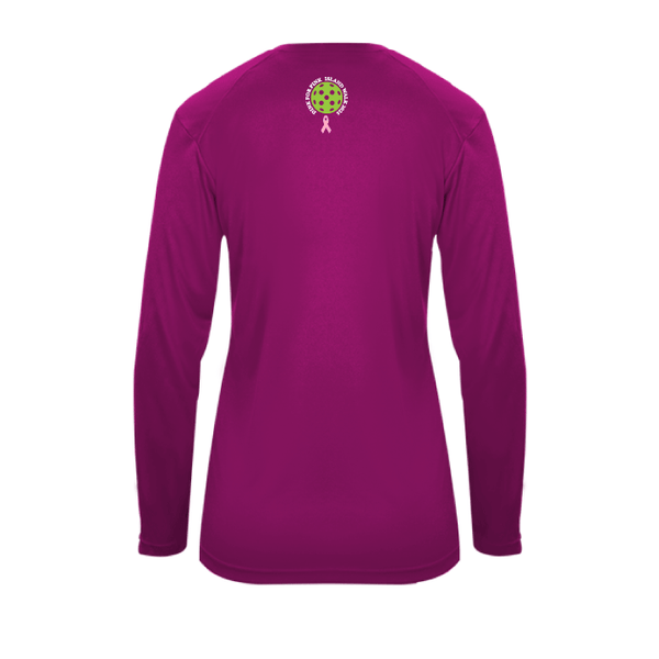 2025 - OPTION 1 - Special Edition Dink for Pink Islandwalk Pickleball Ladies Performance Long Sleeve T-Shirt - Small Front Chest Logo