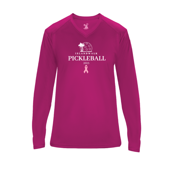 2025 - OPTION 1 - Special Edition Dink for Pink Islandwalk Pickleball Ladies Performance Long Sleeve T-Shirt - Small Front Chest Logo
