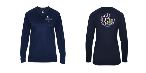 2025 - OPTION 2 - Special Edition Dink for Pink Islandwalk Pickleball Ladies Performance Long Sleeve T-Shirt - Small Front Chest Logo