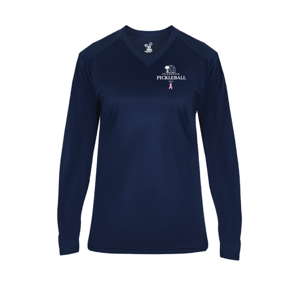 2025 - OPTION 2 - Special Edition Dink for Pink Islandwalk Pickleball Ladies Performance Long Sleeve T-Shirt - Small Front Chest Logo