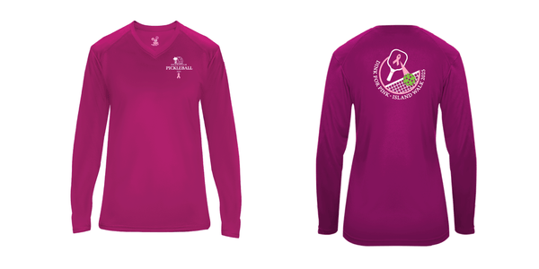 2025 - OPTION 2 - Special Edition Dink for Pink Islandwalk Pickleball Ladies Performance Long Sleeve T-Shirt - Small Front Chest Logo