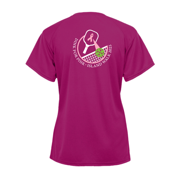 2025 - OPTION 2 -Special Edition Dink for Pink Islandwalk Pickleball Ladies Performance T-Shirt