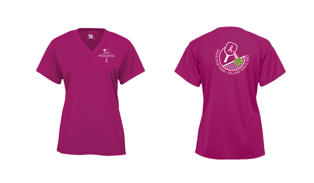 2025 - OPTION 2 -Special Edition Dink for Pink Islandwalk Pickleball Ladies Performance T-Shirt
