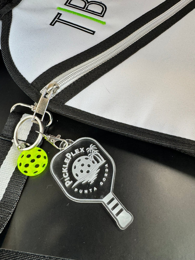 PicklePlex® Pickleball Paddle Keychain - Acrylic Keyring - Show Pickleball Love - Sports Keyring - Bag Tag