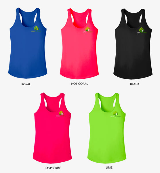 Aspen Pickleball Ladies Performance Racerback Tank - Front Chest Logo