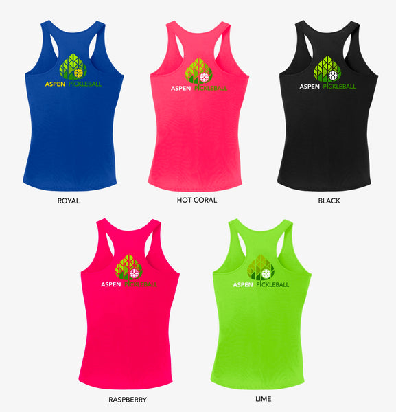 Aspen Pickleball Ladies Performance Racerback Tank - Back Logo