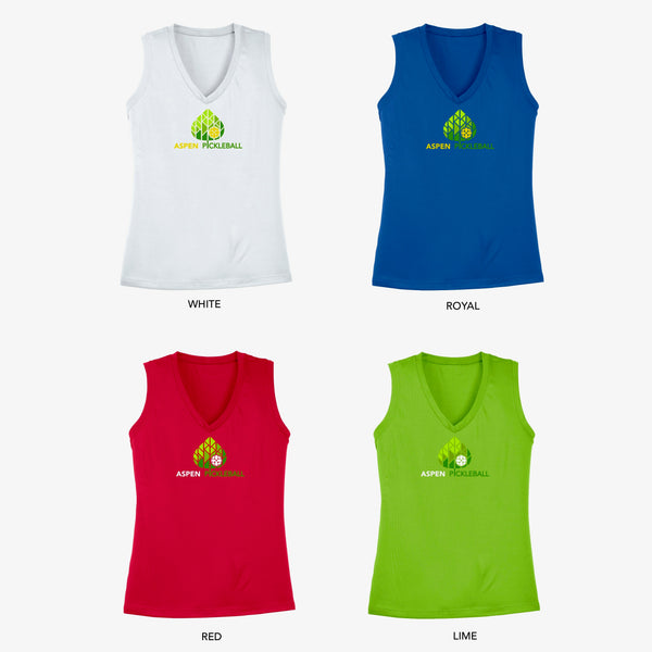 Aspen Pickleball Ladies Performance Sleeveless Tank - Front Logo