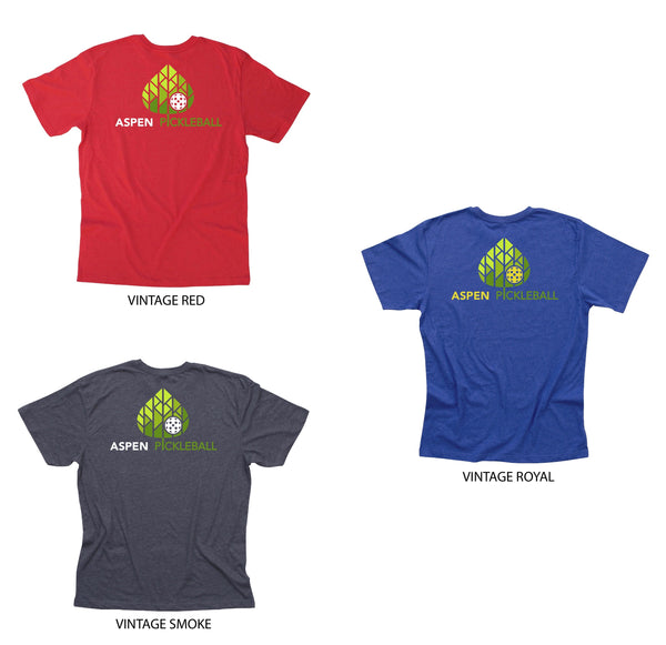 Aspen Pickleball Men's Vintage Casual Cotton Blend T-Shirt - Back Logo
