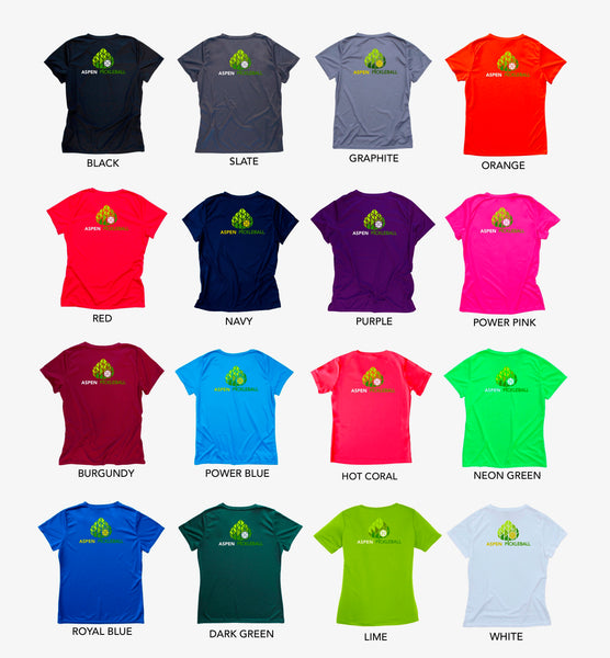 Aspen Pickleball Ladies Performance T-Shirt - Colorado Pickleball - Back Logo