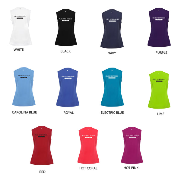 2021 Peace River Picklers Pickleball Ladies Performance Sleeveless Tank - Design 1