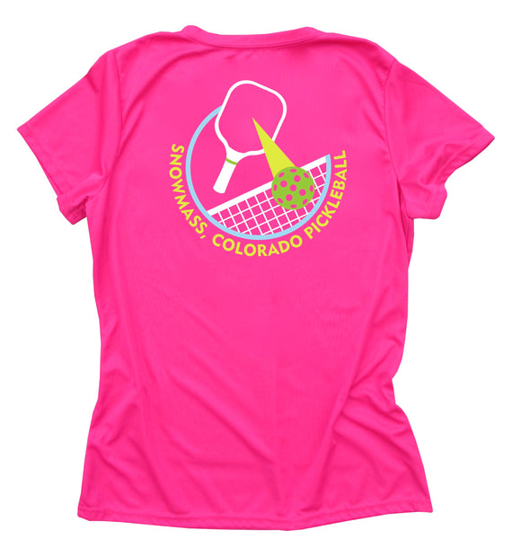 Snowmass Colorado Pickleball Performance Ladies T-Shirt - Design 3