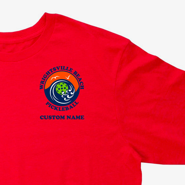 Wrightsville Beach Pickleball Men's Vintage Casual Cotton Blend T-Shirt - Front Chest AND Back Logo