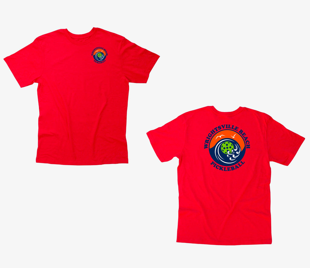 Wrightsville Beach Pickleball Men's Vintage Casual Cotton Blend T-Shirt - Front Chest AND Back Logo