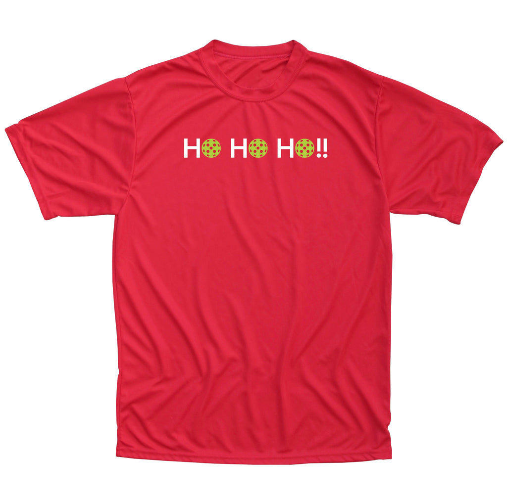 HO HO HO!! Mens Pickleball Christmas T-Shirt - Performance Dri-Fit