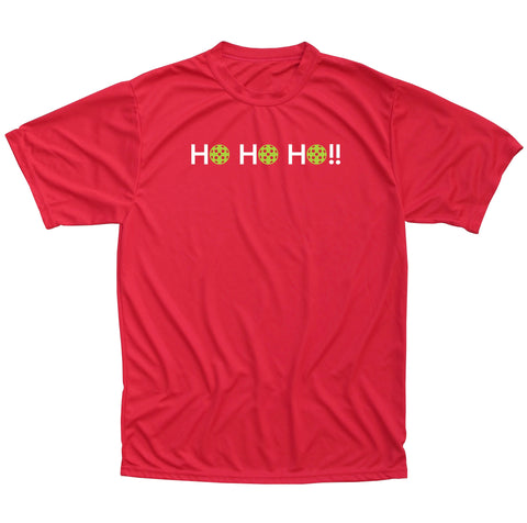 HO HO HO!! Mens Pickleball Christmas T-Shirt - Performance Dri-Fit