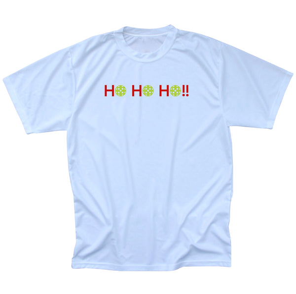 HO HO HO!! Mens Pickleball Christmas T-Shirt - Performance Dri-Fit