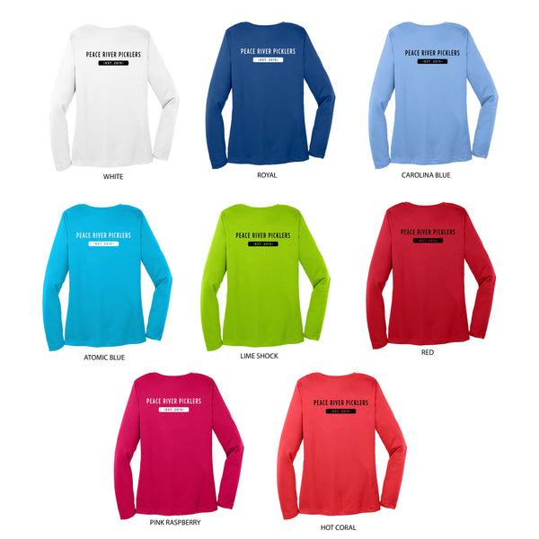 2021 Peace River Picklers Pickleball Ladies Performance Long Sleeve Shirt - Design 1