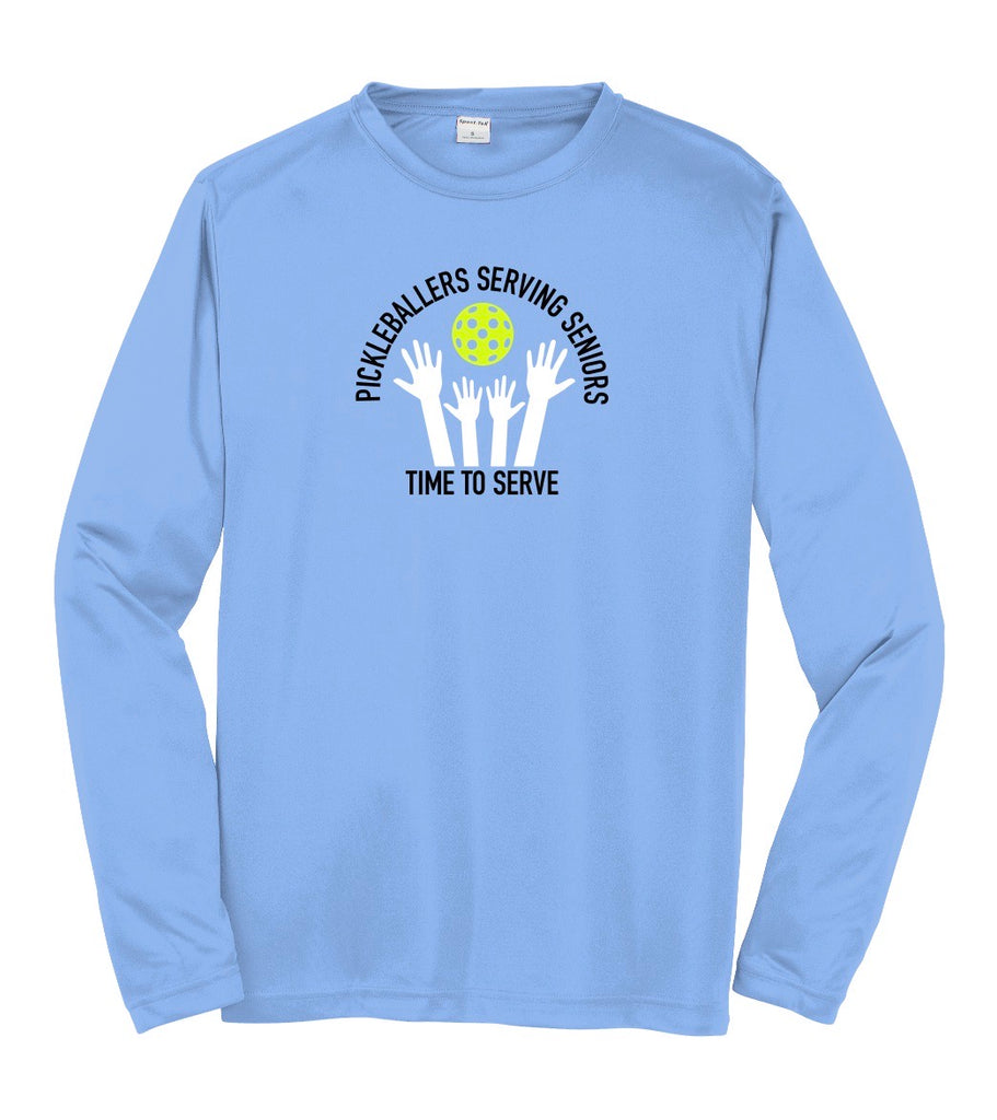 Men's Pickleballers Serving Seniors Performance Crew Long Sleeve T-Shirt
