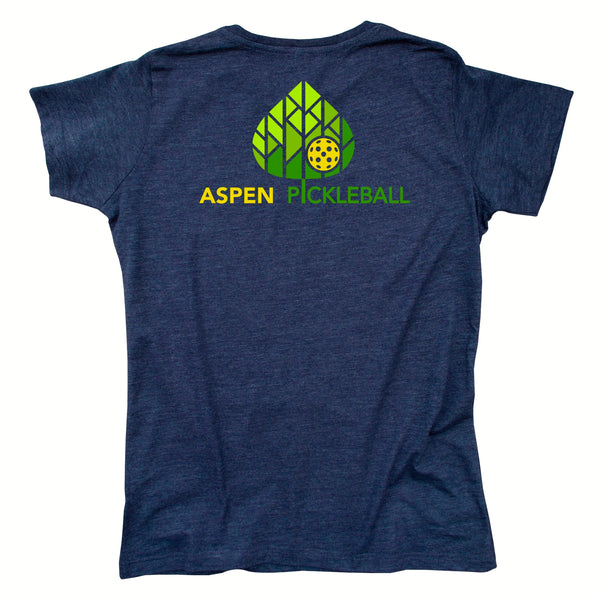 Aspen Pickleball Ladies Vintage Casual Cotton Blend T-Shirt - Back Logo
