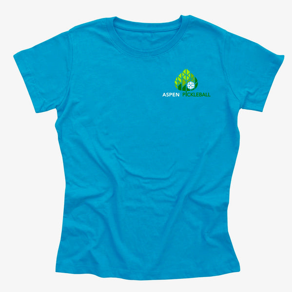 Aspen Pickleball Ladies Vintage Casual Cotton Blend T-Shirt - Front Chest Logo