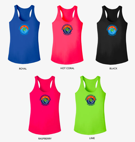 Wrightsville Beach Pickleball Ladies Performance Racerback Tank - Front Logo
