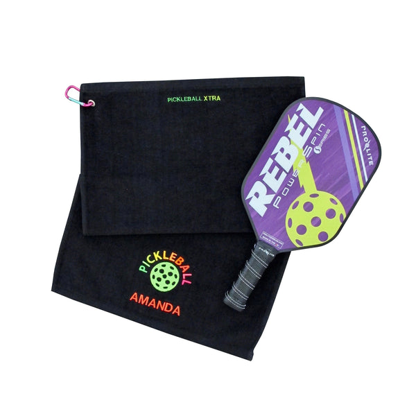 Black Pickleball Embroidered Towel