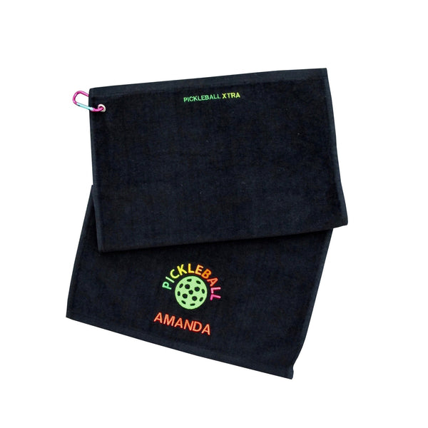 Black Pickleball Embroidered Towel