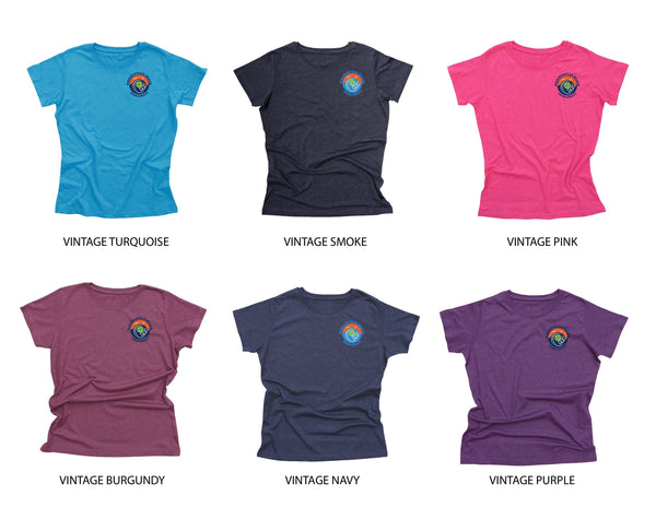 Wrightsville Beach Pickleball Ladies Vintage Casual Cotton Blend T-Shirt - Front Chest Logo