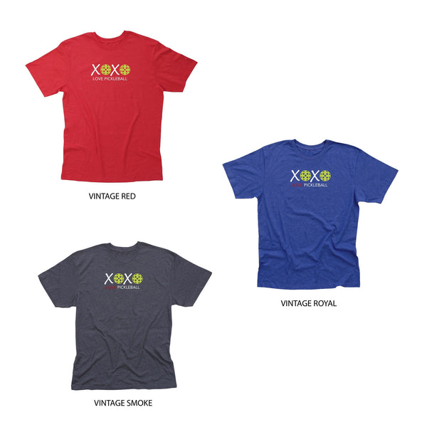 Valentine XOXO LOVE Pickleball Men's T-Shirt - Vintage Casual Cotton Blend