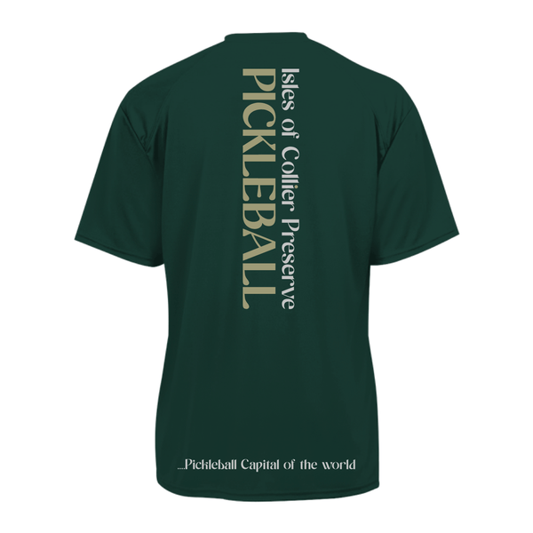 Isles Pickleball Men's Short Sleeve Shirt 2025 Logo - Dark Green