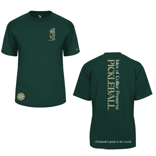 Isles Pickleball Men's Short Sleeve Shirt 2025 Logo - Dark Green