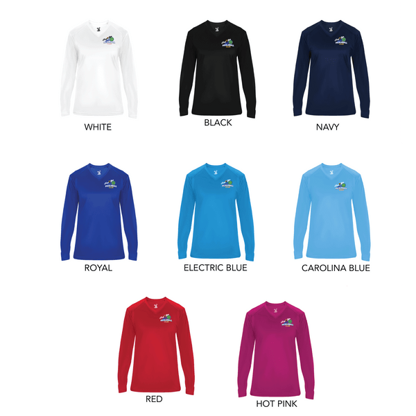 Kings Gate Pickleball Club Ladies Performance Long Sleeve Shirt - Option 2 front and back logo