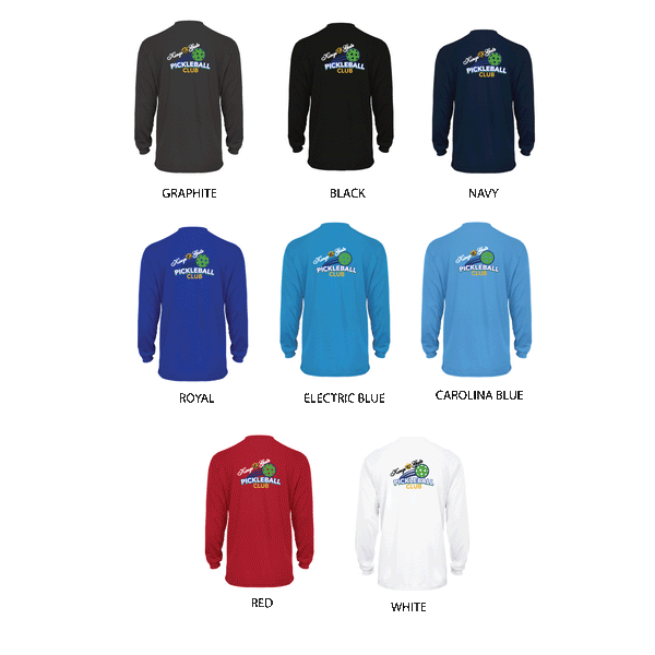 Kings Gate Pickleball Club Men's Performance Long Sleeve Shirt - Option 2 front and back logo