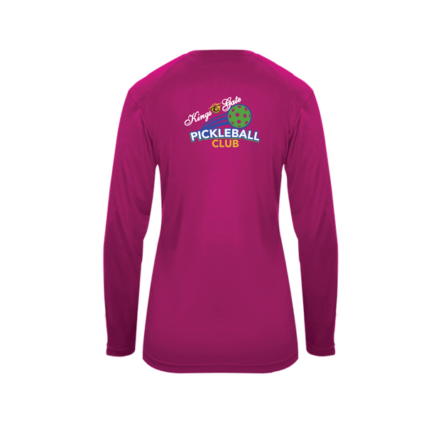 Kings Gate Pickleball Club Ladies Performance Long Sleeve Shirt - Option 2 front and back logo