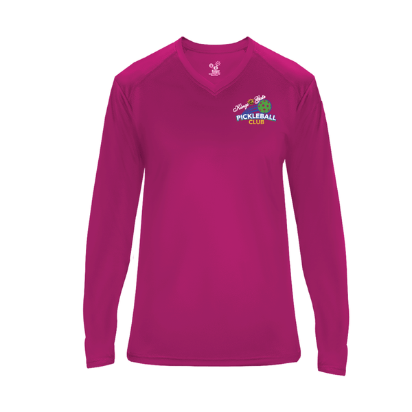 Kings Gate Pickleball Club Ladies Performance Long Sleeve Shirt - Option 2 front and back logo