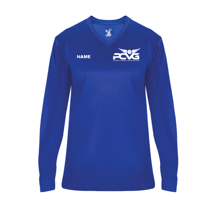 PCVG Volunteer Ladies Performance V-Neck Long Sleeve Shirt - Long sleeve shirts have a $8 upcharge payable at pick up.