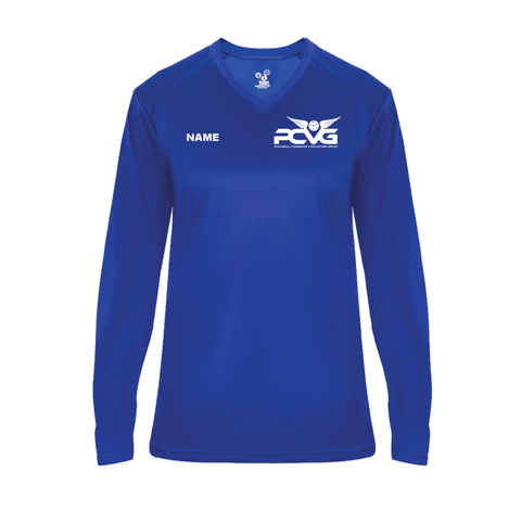 PCVG Volunteer Ladies Performance V-Neck Long Sleeve Shirt - Long sleeve shirts have a $8 upcharge payable at pick up.