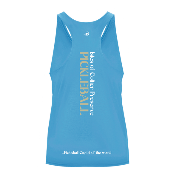 Isles Pickleball Ladies Racerback Shirt 2025 Logo - Carolina Blue