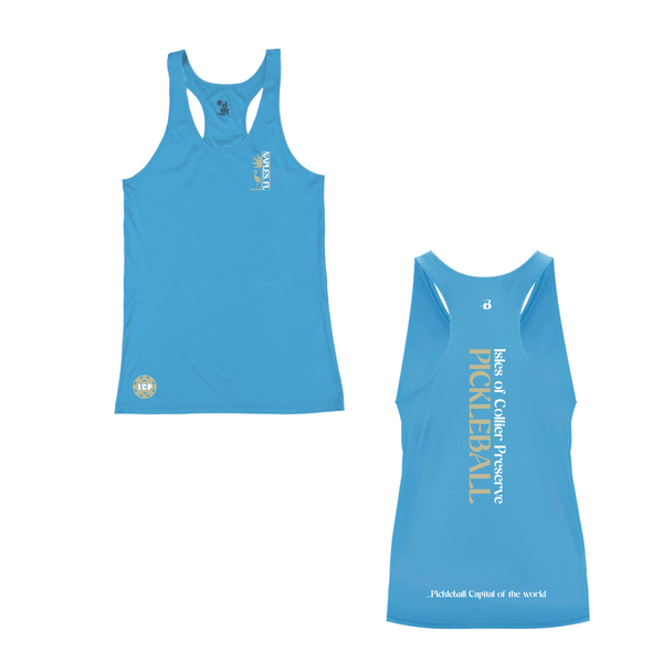 Isles Pickleball Ladies Racerback Shirt 2025 Logo - Carolina Blue