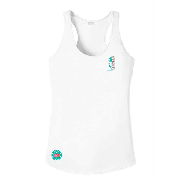 Isles Pickleball Ladies Racerback Shirt 2025 Logo - White