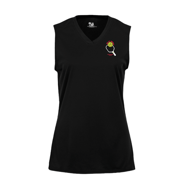 Jelly Donut Pickleball Ladies Performance Sleeveless Tank ** Paddle logo **