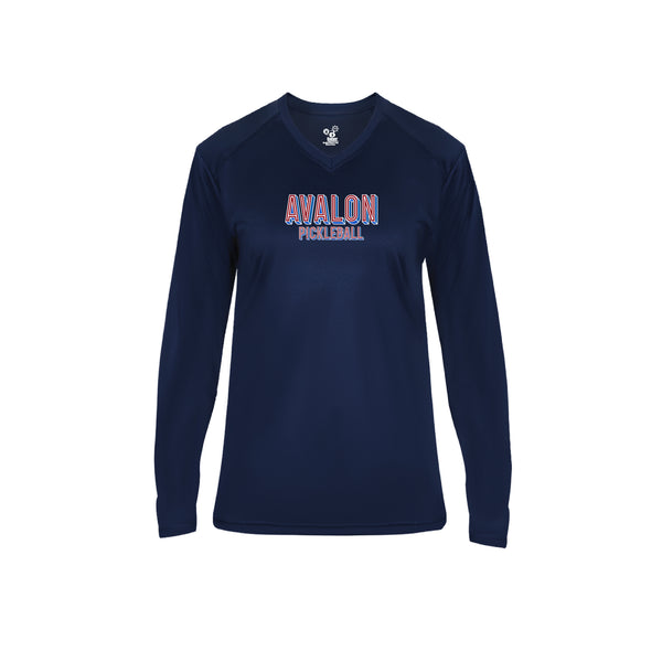 Avalon Pickleball Ladies Long Sleeve V-Neck Shirt 2026