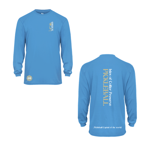 Isles Pickleball Men's Long Sleeve Shirt 2025 Logo - Carolina Blue