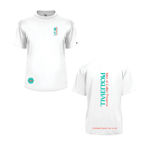 Isles Pickleball Men's Short Sleeve Shirt 2025 Logo - White
