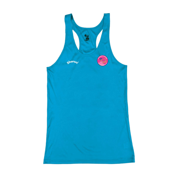 PickleballChicks The Villages Ladies Performance Racerback Tank Option 3 - Front AND Back Logo