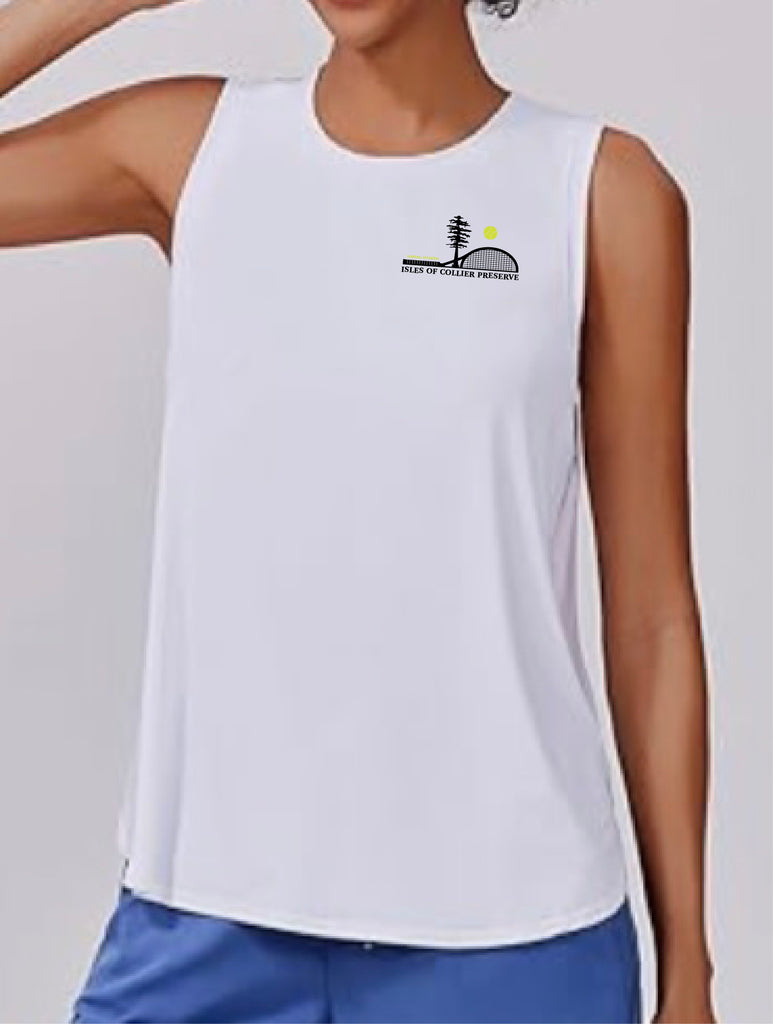 Isles Tennis Ladies Loose Fit Performance Tank with scooped hem
