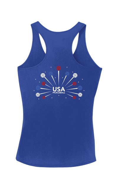 Patriotic Ladies Racerback Pickleball T-Shirt