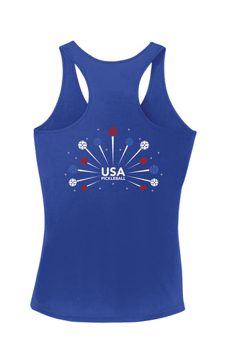 Patriotic Ladies Racerback Pickleball T-Shirt